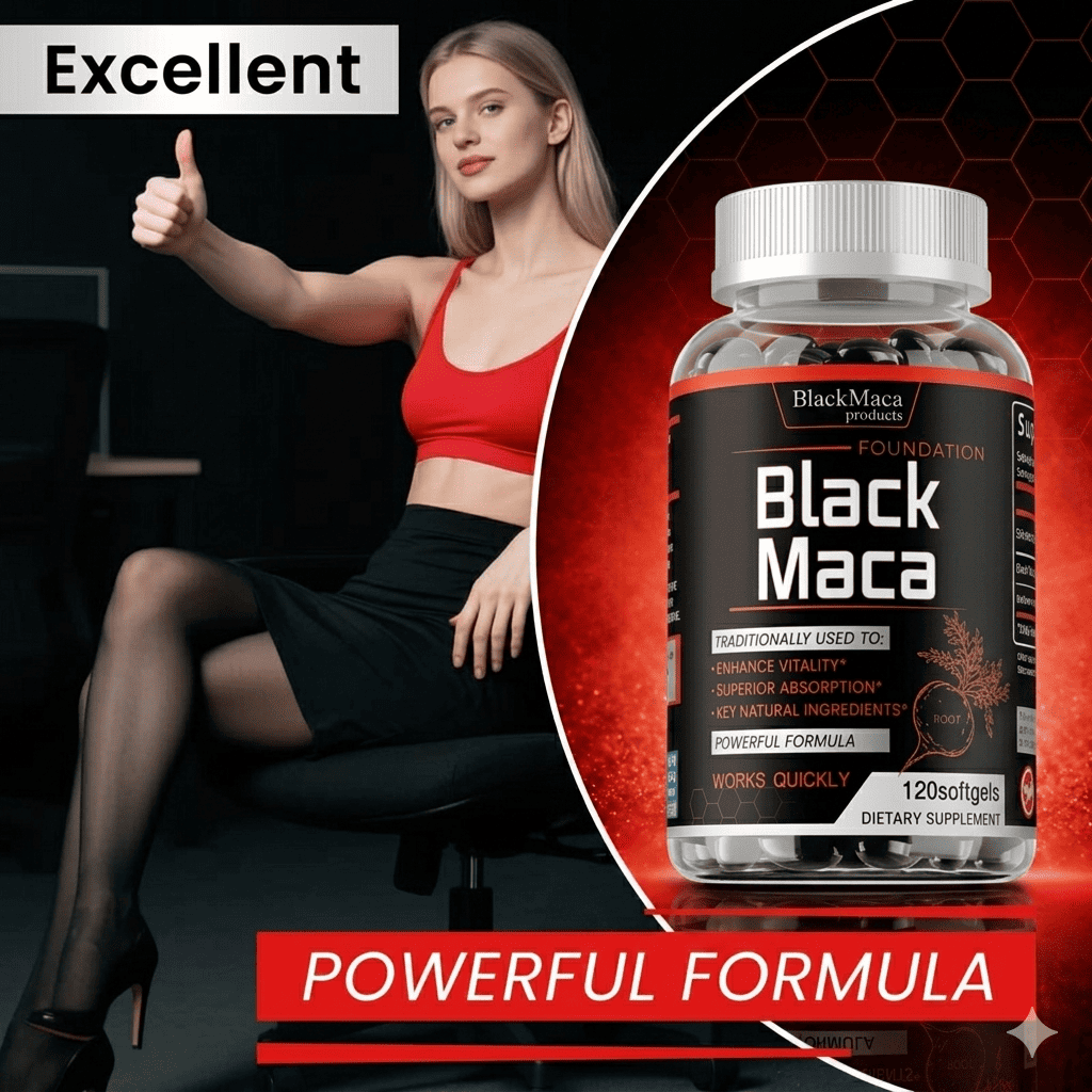 Black Maca Supplement with Black Pepper-Boosts Natural Power and Stamina, Balances Hormones and  Improve Men Sexual Performance