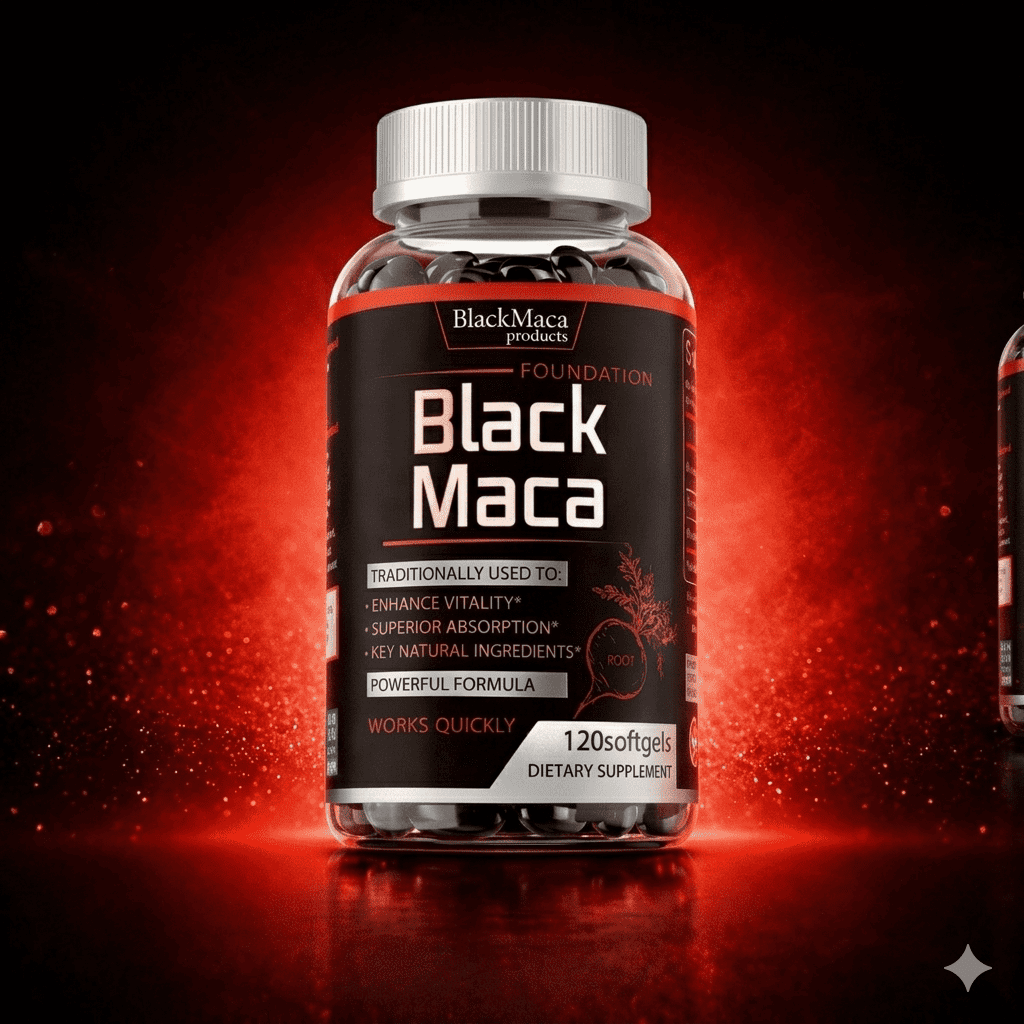 Black Maca Supplement with Black Pepper-Boosts Natural Power and Stamina, Balances Hormones and  Improve Men Sexual Performance